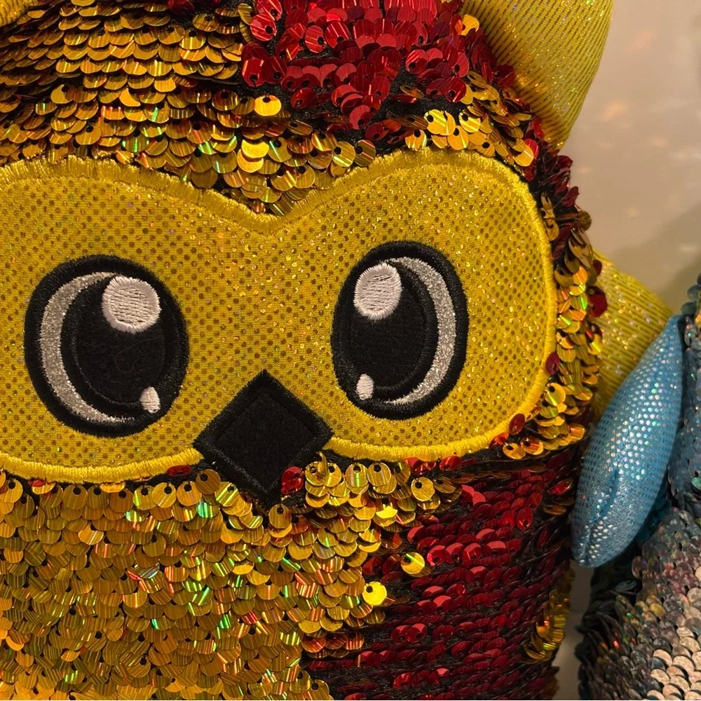 2 Shimmeez 8” sequin plush animals Lainey Lamb & Oakley Owl. Reversible sequins